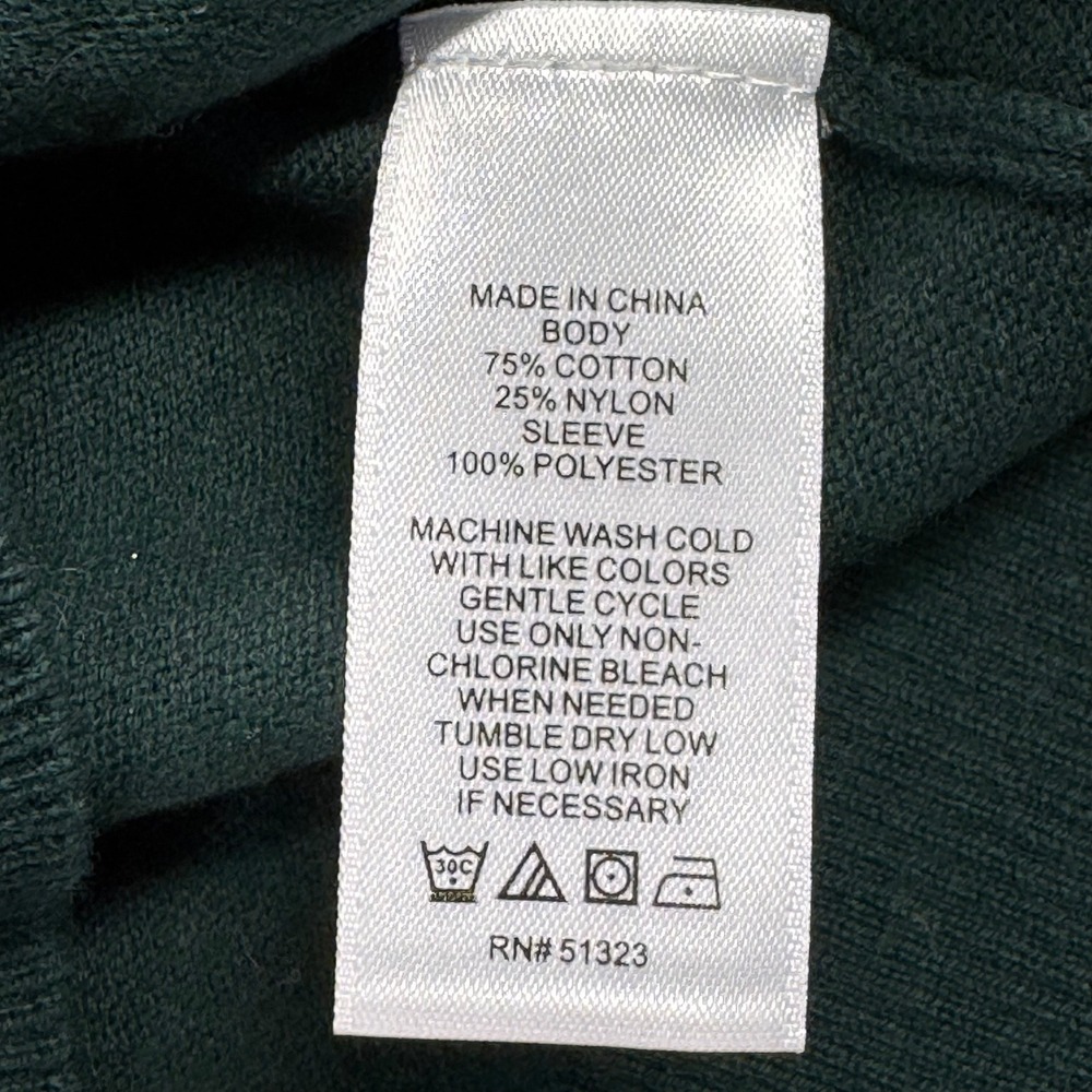 CeCe Women's Dark Green Textured Sleeve Mock Neck Sweater XL - Picture 3 of 6